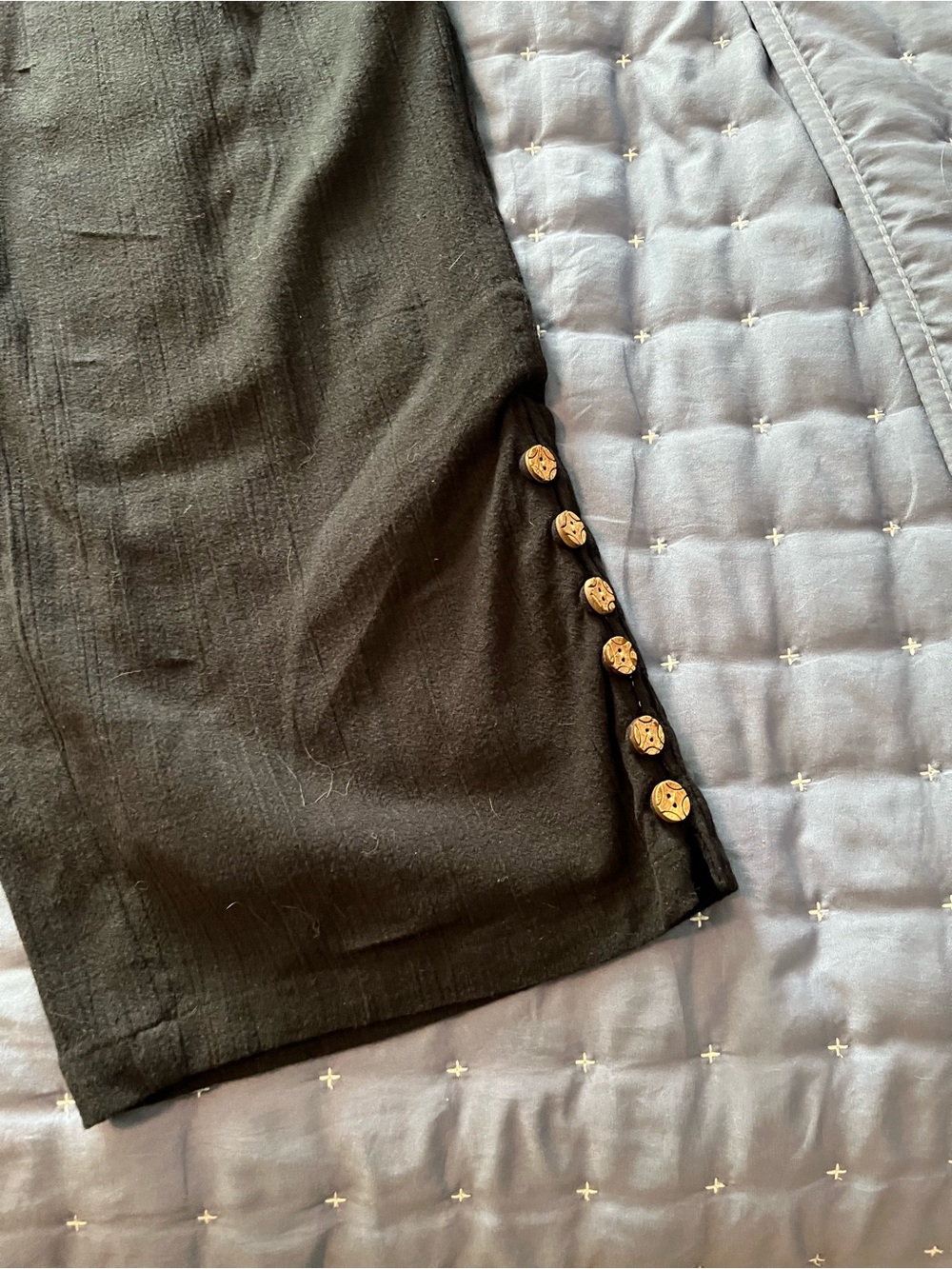 North Style Black pants with Decorative Wood Buttons